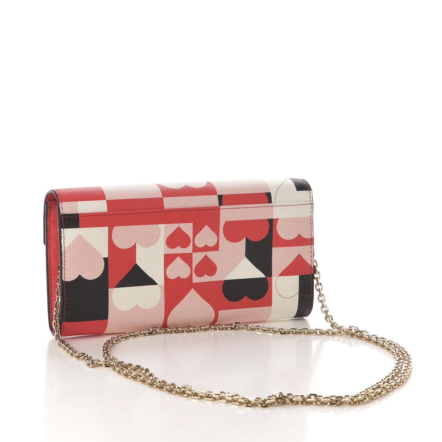 Calfskin Heart Print Large Patricia Wallet On Chain Multicolor