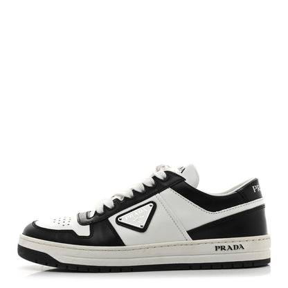 Prada Vitello Sport Spazzolato Rois Triangle Logo Womens Downtown Low Top 30mm Sneakers 38 White Black 1 of 9