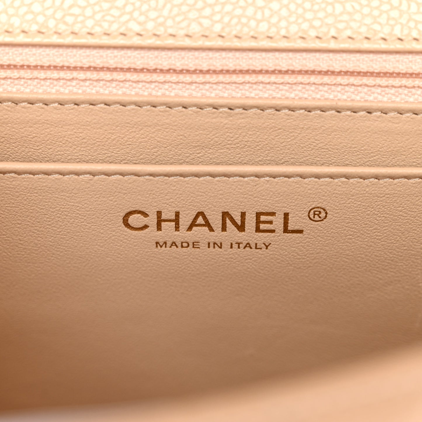 Caviar Quilted Jumbo Double Flap Light Beige