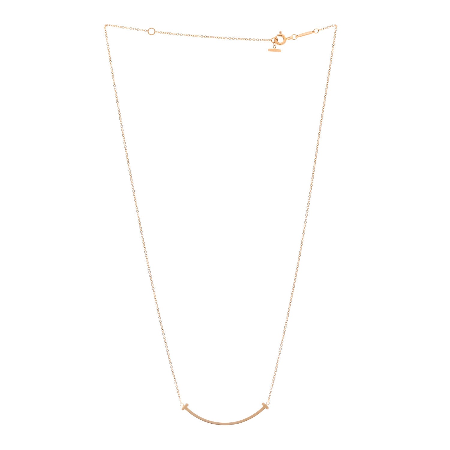 Tiffany 18K Rose Gold Small T Smile Pendant Necklace 3 of 6