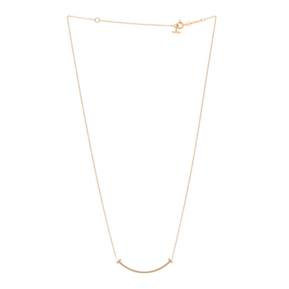 Tiffany 18K Rose Gold Small T Smile Pendant Necklace 3 of 6