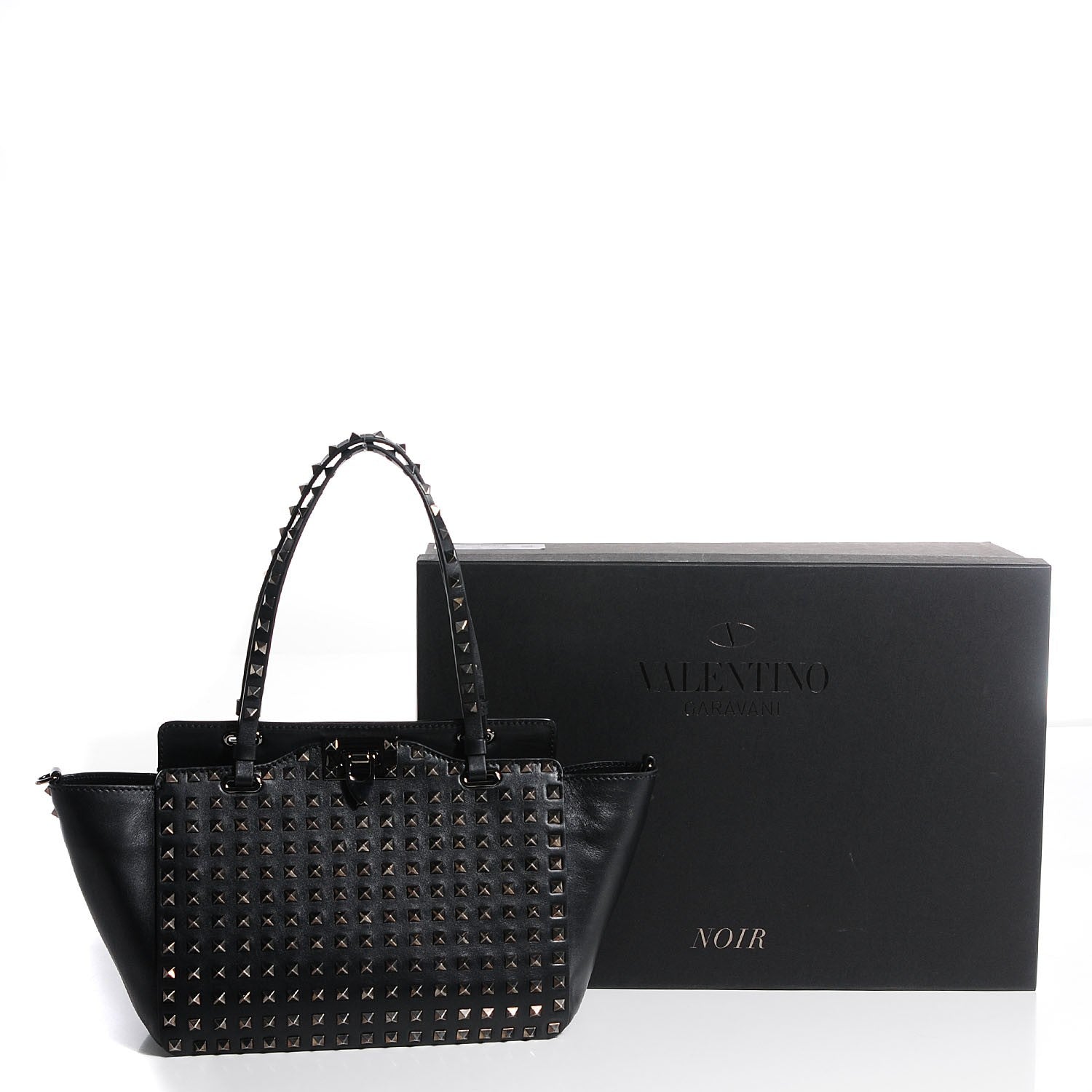 Valentino Garavani Vitello Small Rockstud All Over Tote Black 9 of 9
