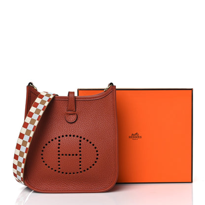 Hermes Taurillon Clemence Maxi Quadrille Evelyne TPM Cuivre Chai Nata Bleu Brume 11 of 11