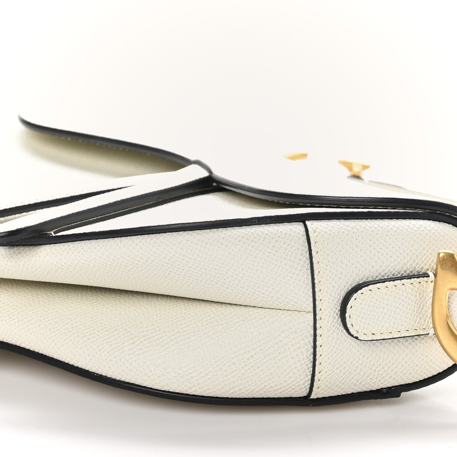 Christian Dior Grained Calfskin Saddle Bag White 10 of 10