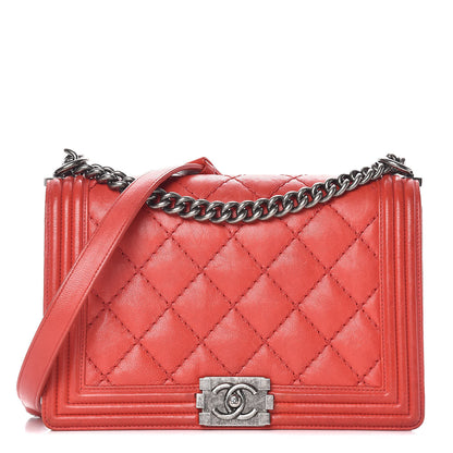 Chanel Calfskin Double Stitch New Medium Boy Flap Red 1 of 24