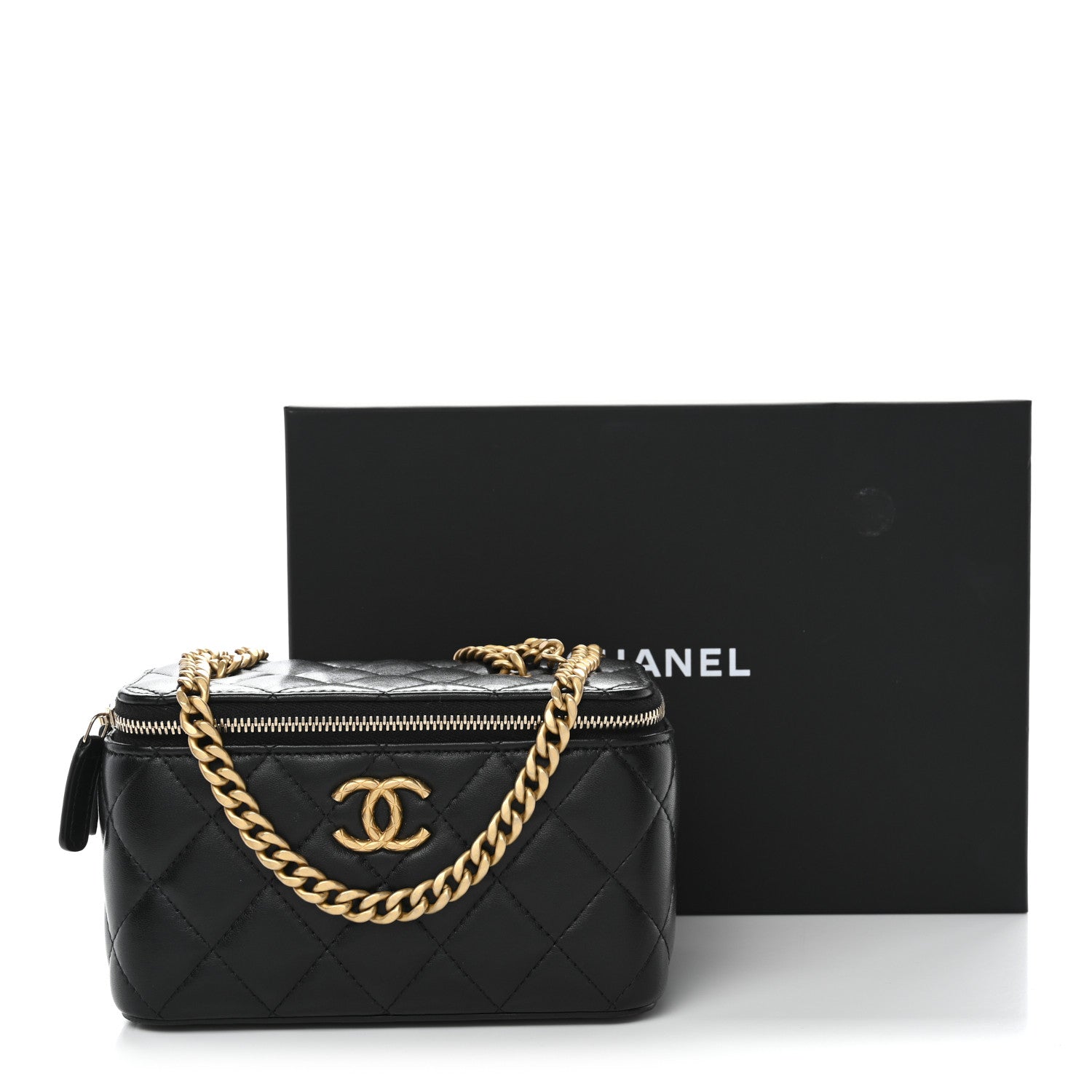 Chanel Lambskin Quilted Small Pillow Crush Vanity Case With Chain Black 12 of 12