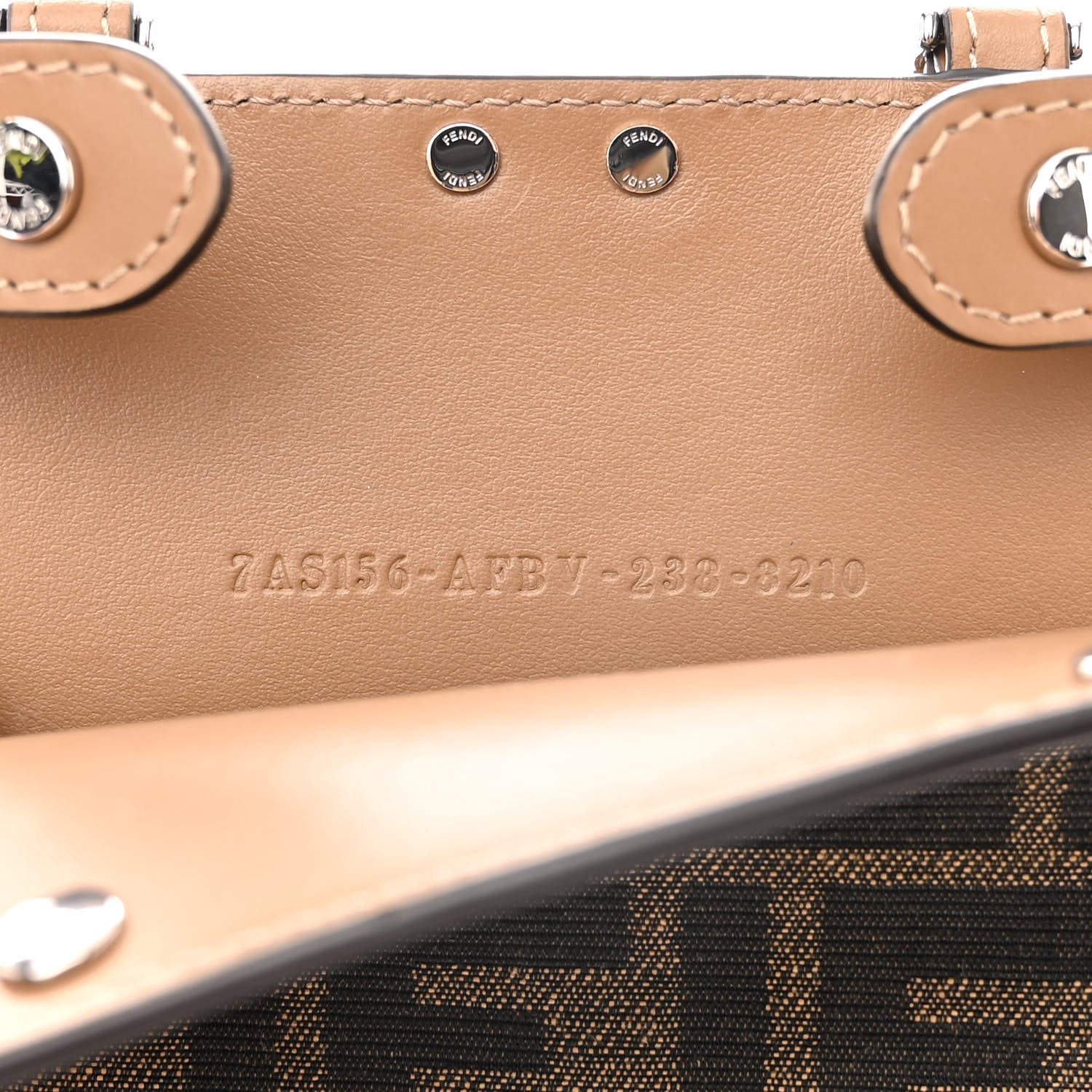 Fendi Recycled Fabric Jacquard Vitello King FF 1974 Peekaboo Phone Case Tobacco Moro Sand 7 of 10
