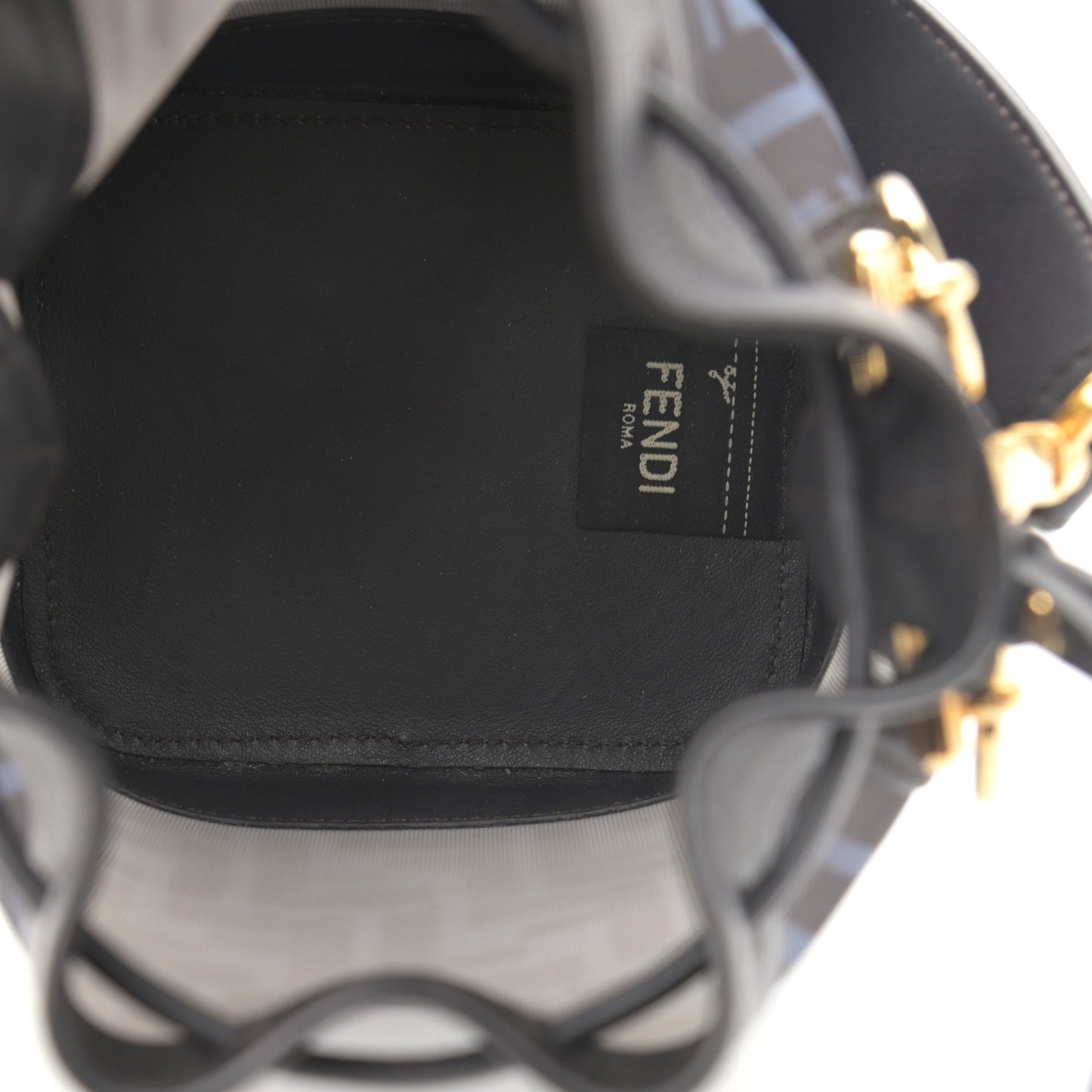 Mesh Vitello Grace F is Fendi FF 1974 Mini Mon Tresor Bucket Bag Azzurro Black Ebano