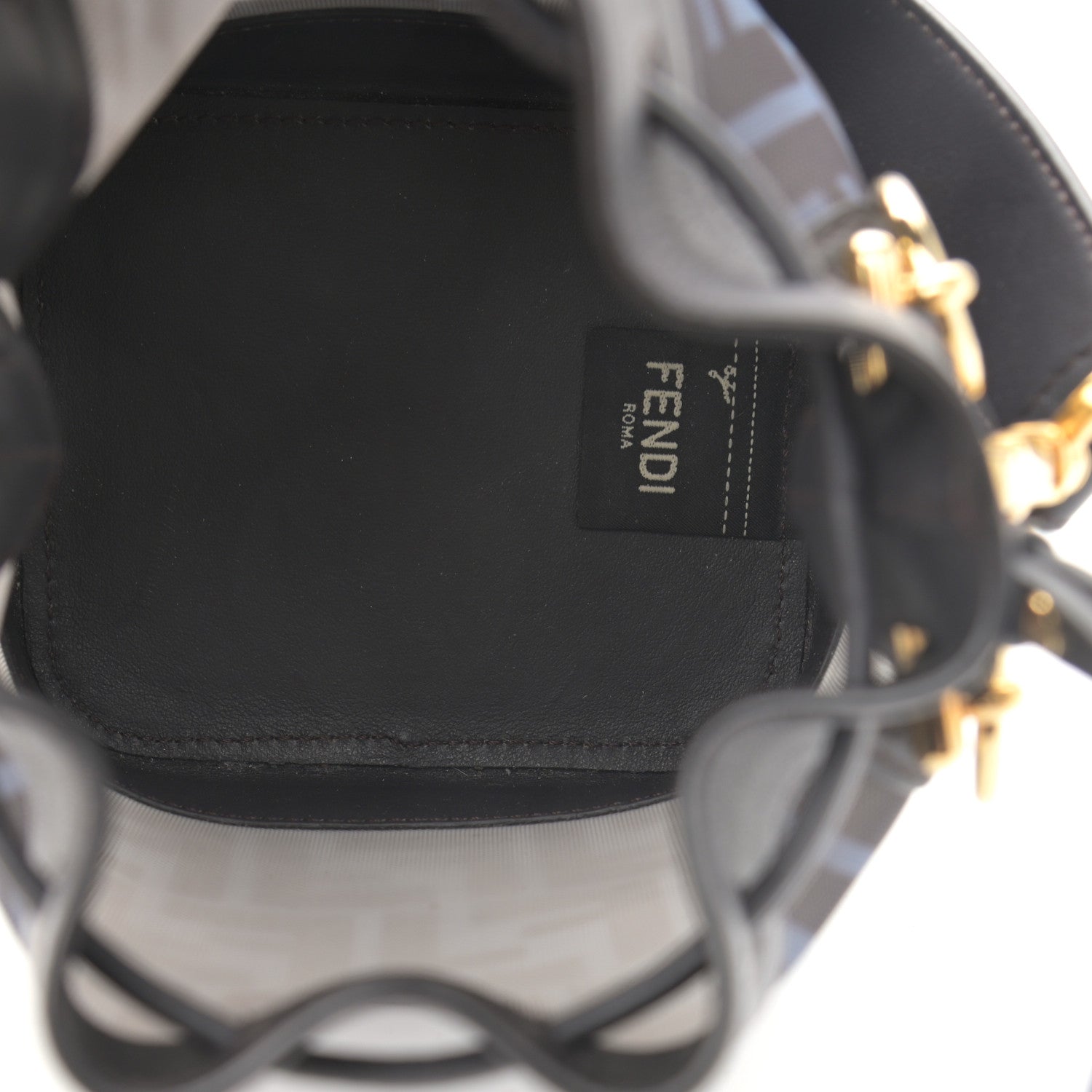 Fendi Mesh Vitello Grace F is Fendi FF 1974 Mini Mon Tresor Bucket Bag Azzurro Black Ebano 5 of 10