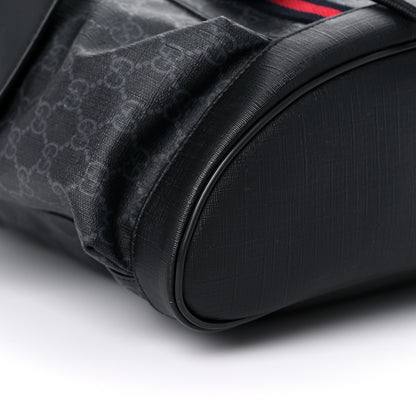Gucci Soft GG Supreme Monogram Appia Calfskin Web Double Buckle Backpack Black 5 of 12