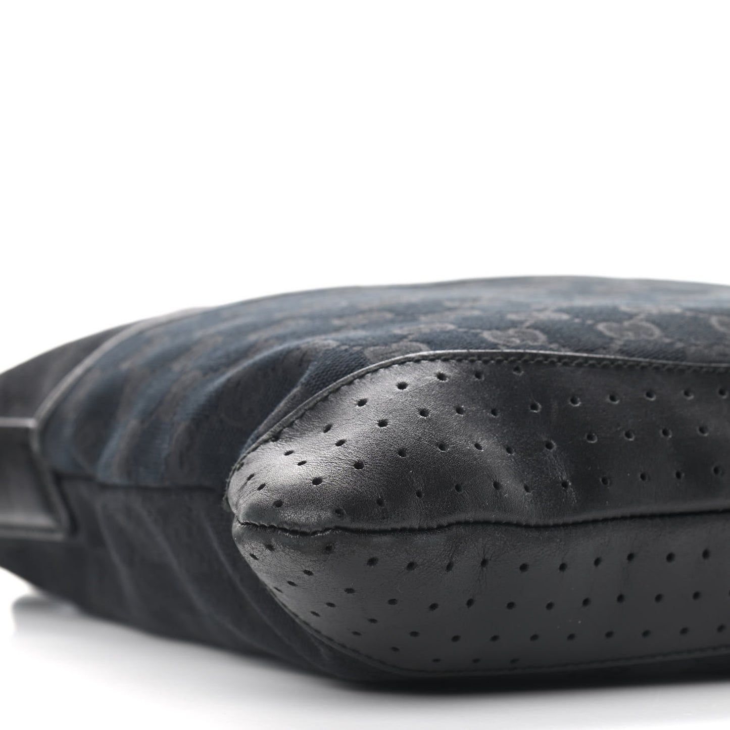Monogram Calfskin Perforated Medium Flat Messenger Bag Black