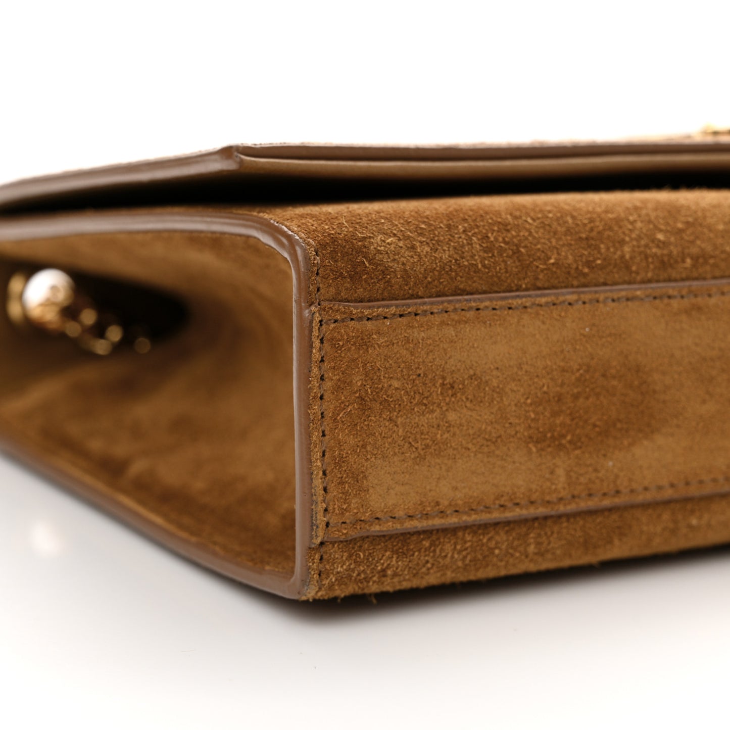 Suede Medium Classic Monogram Kate Tassel Satchel Light Ochre