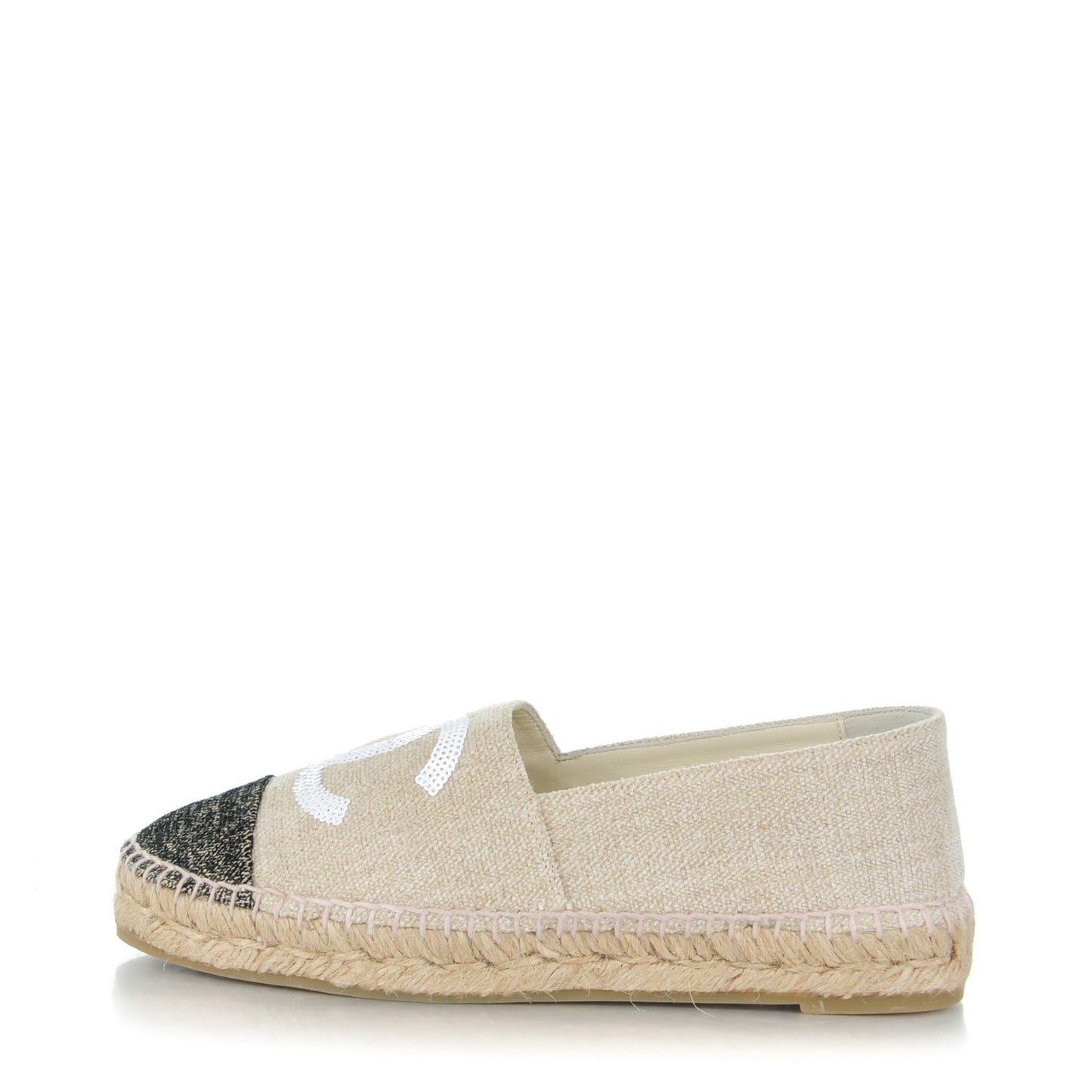 Toile Sequin CC Espadrilles 37 Beige Black