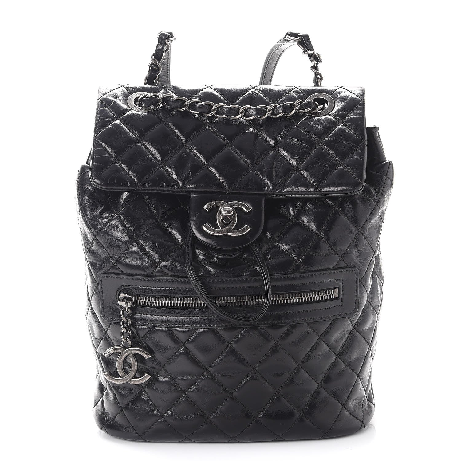 Chanel Glazed Calfskin Quilted Small Salzburg Mountain Backpack Black 1 of 8