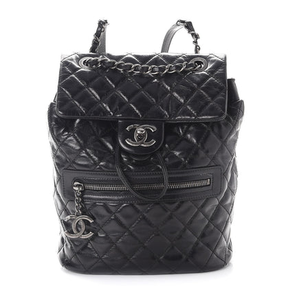 Chanel Glazed Calfskin Quilted Small Salzburg Mountain Backpack Black 1 of 8