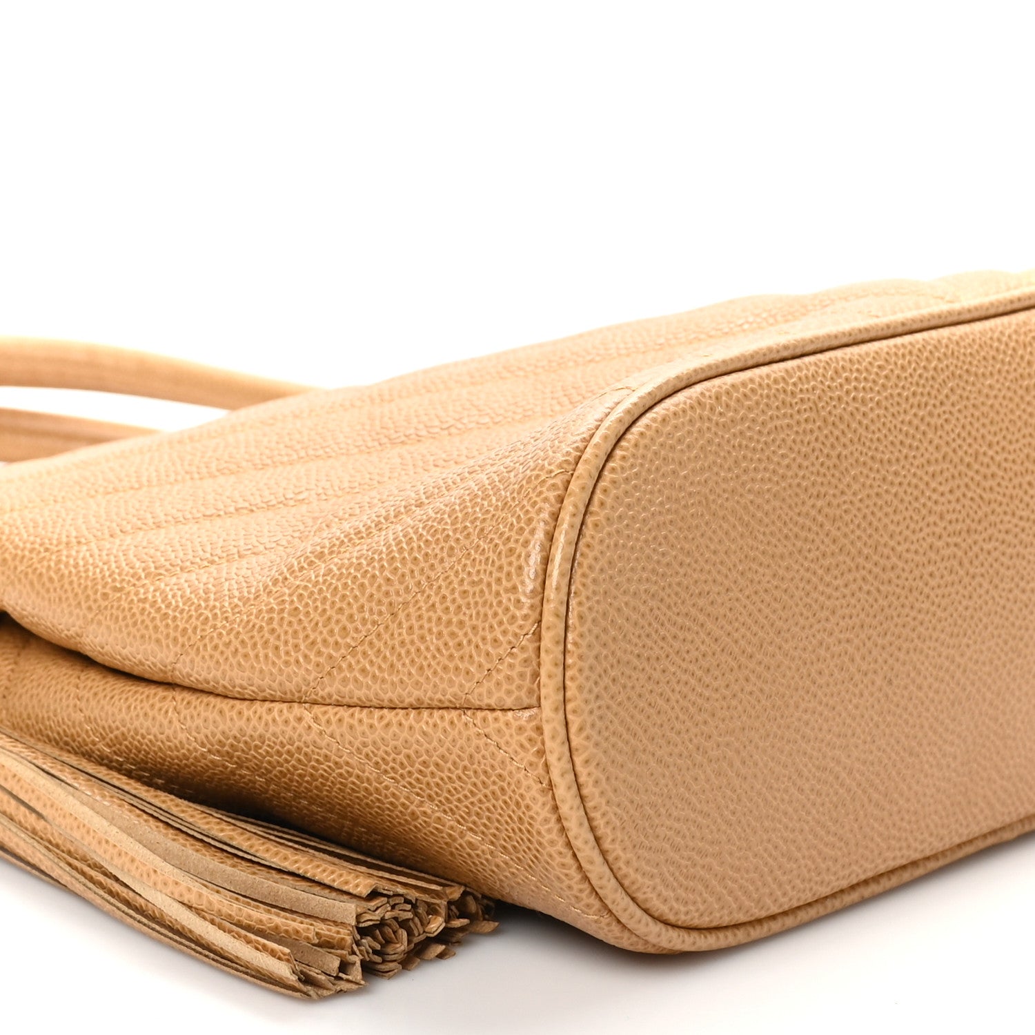 Chanel Caviar Chevron Tassel Tote Beige 9 of 10