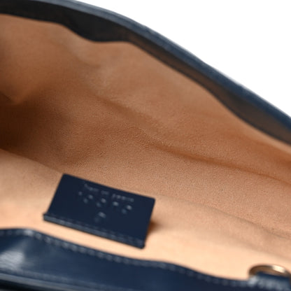 Gucci Vintage Effect Calfskin Matelasse Diagonal Super Mini Torchon GG Marmont Shoulder Bag Blue Agata Mystic White 4 of 12