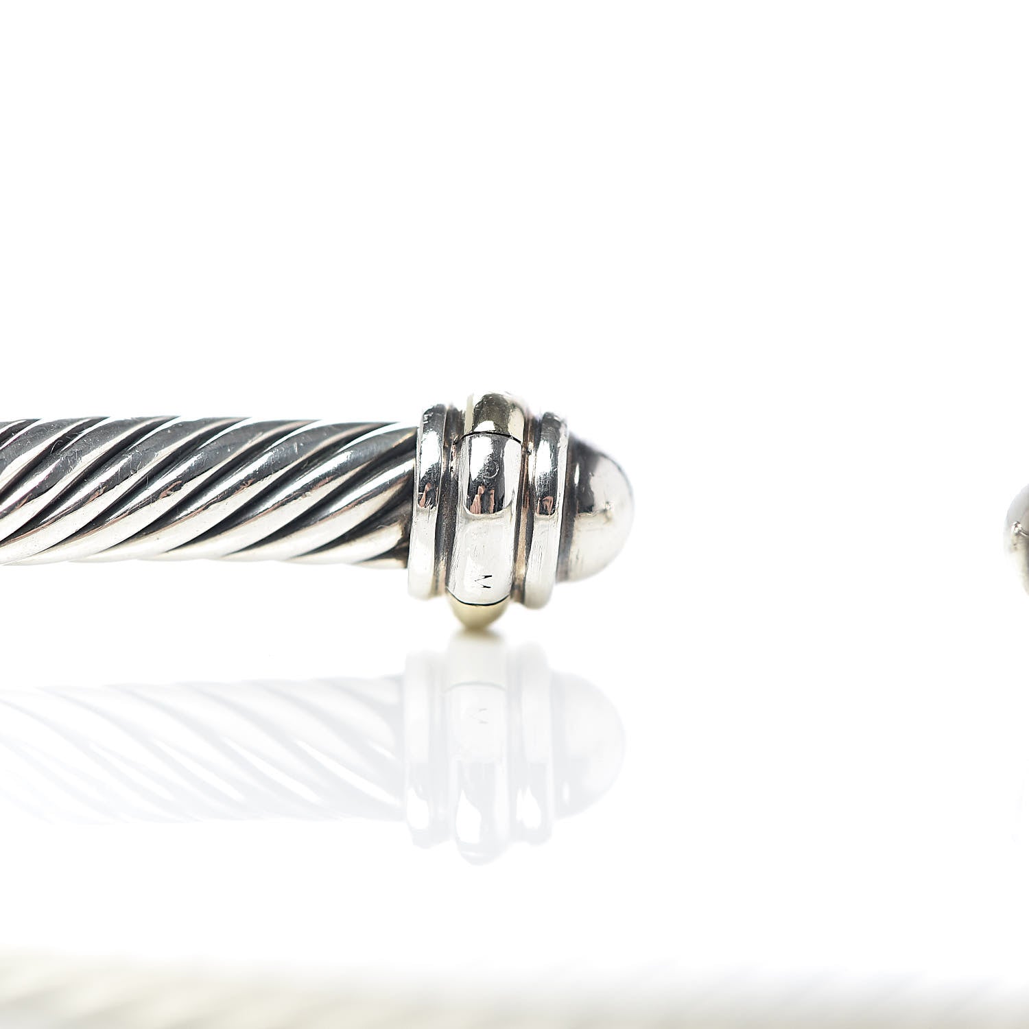 David Yurman Sterling Silver 18K Yellow Gold 4mm Cable Classics Bracelet 4 of 5