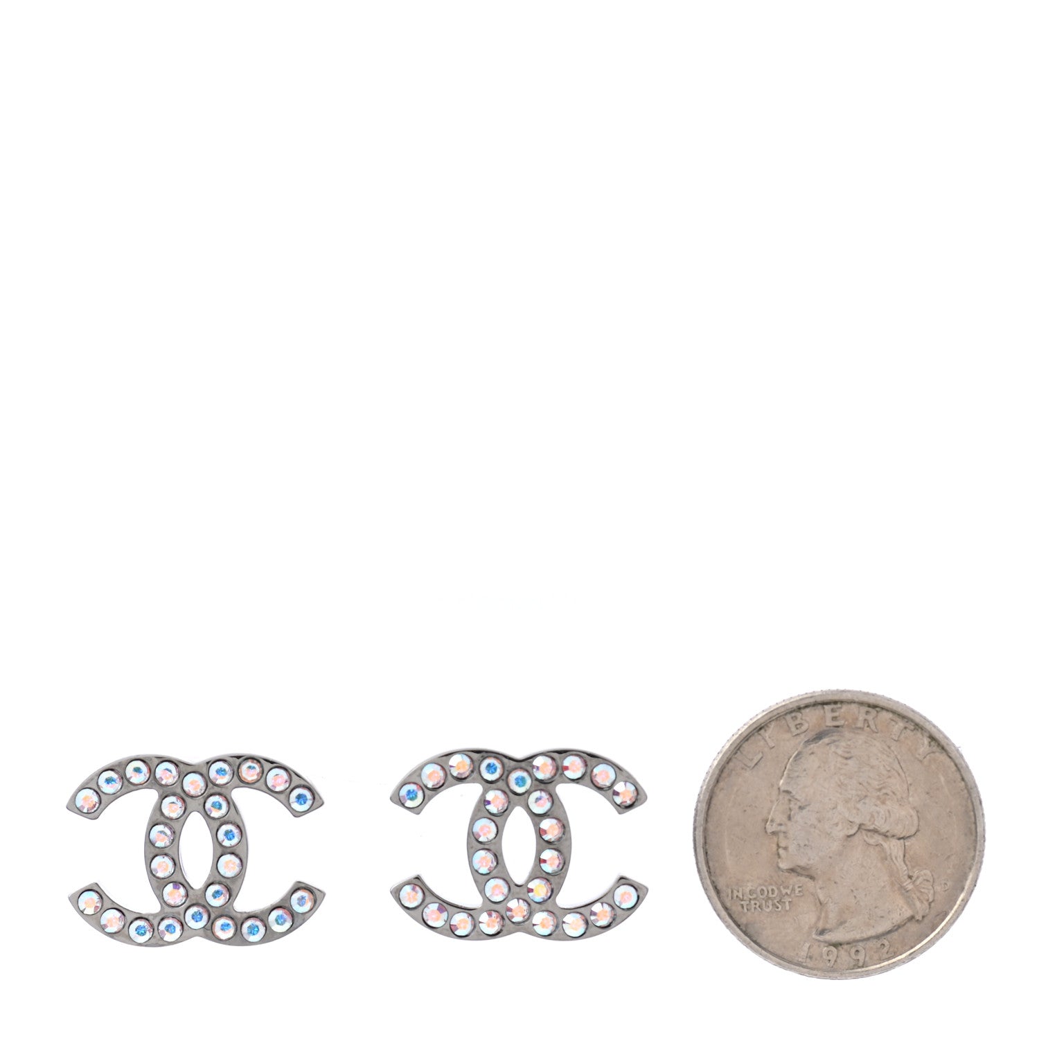 Chanel Iridescent Crystal CC Earrings Multicolor 2 of 4