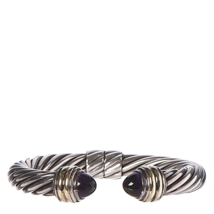 David Yurman Sterling Silver 14K Gold Amethyst 10mm Cable Classics Bracelet 1 of 5
