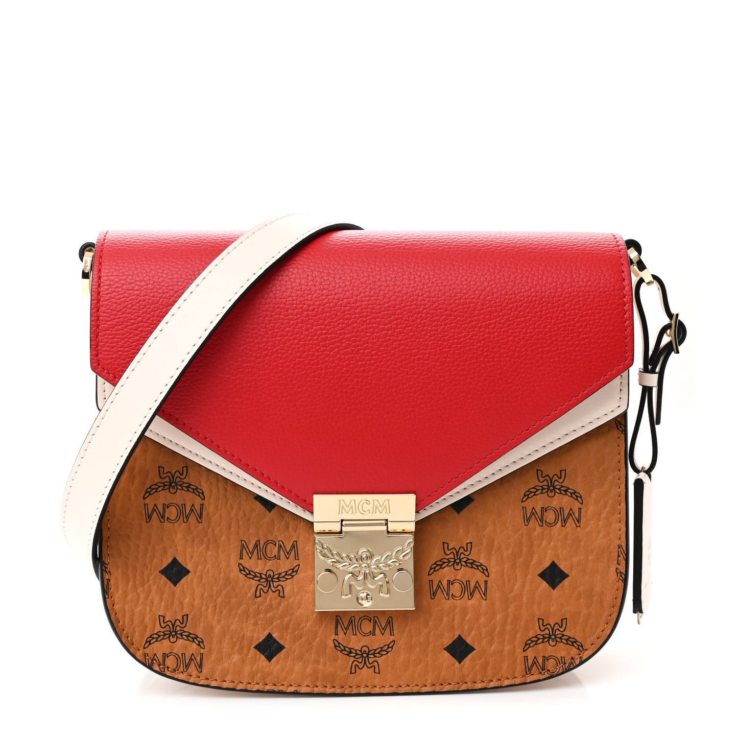 Visetos Calfskin Small Patricia Crossbody Bag Cognac Ruby Red