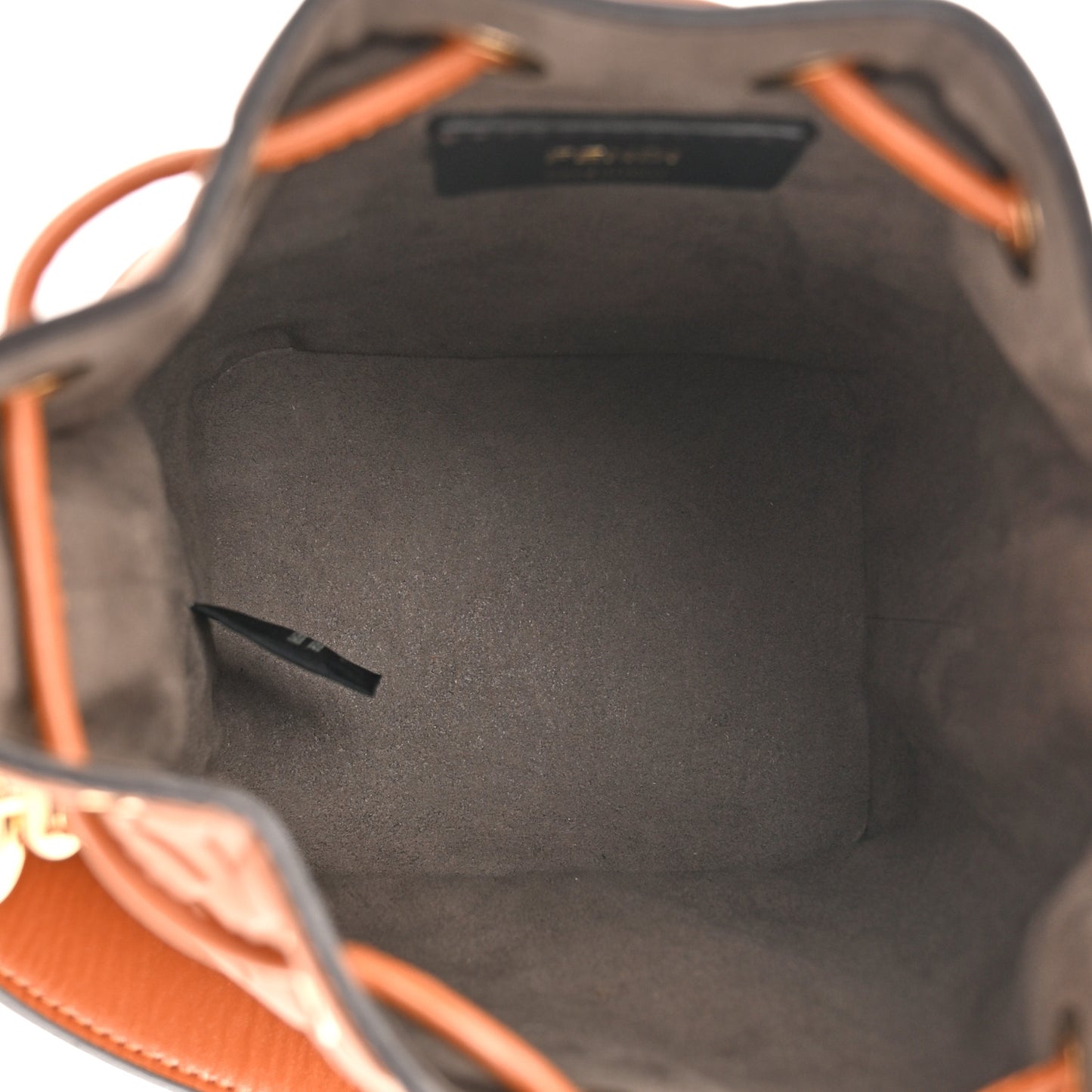 Vitello Liberty F is Fendi FF 1974 Embossed Mini Mon Tresor Bucket Bag Brandy