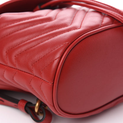 Gucci Calfskin Matelasse GG Marmont Flap Backpack Hibiscus Red 10 of 11