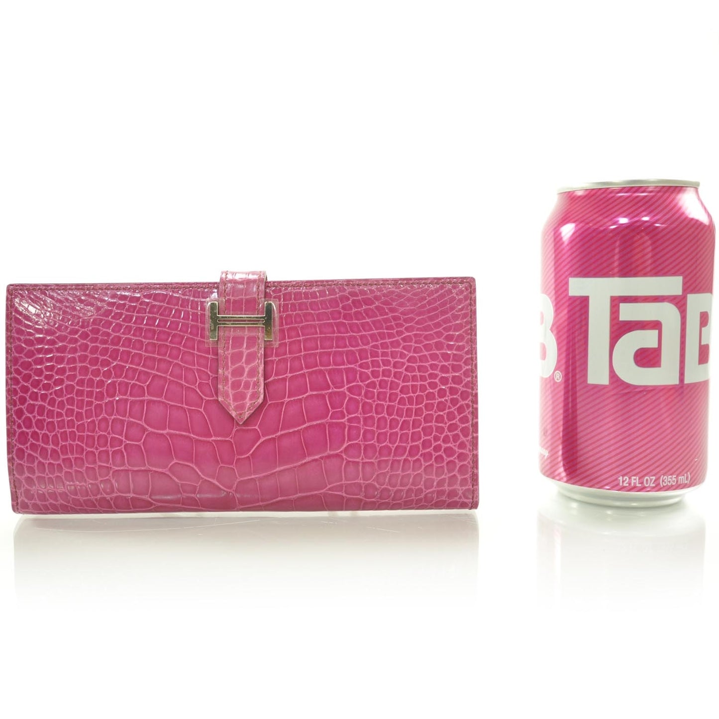 Shiny Alligator Bearn H Wallet Fuchsia