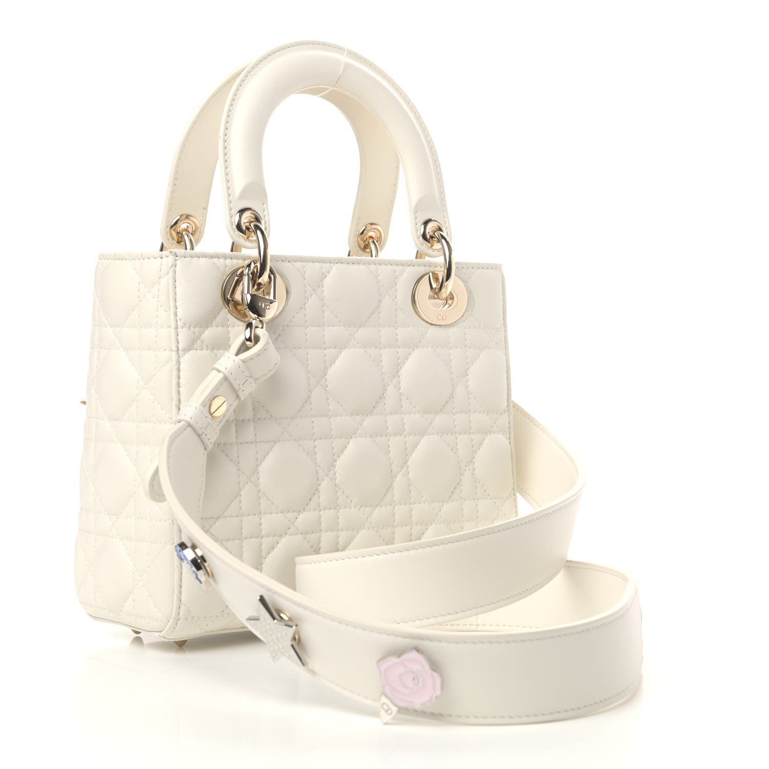 Christian Dior Lambskin Cannage Small Lucky Badges My Lady Dior White 3 of 8