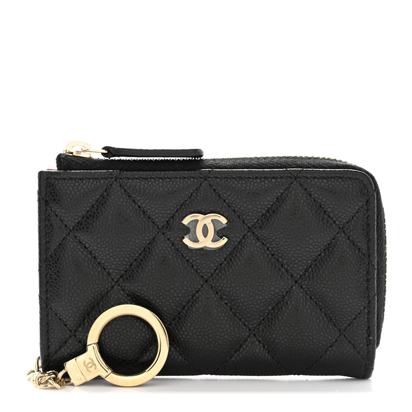 Caviar Quilted Key Holder Case Black
