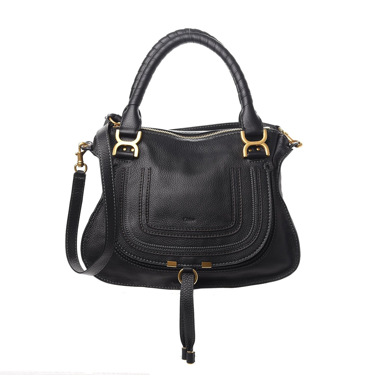 Calfskin Medium Marcie Satchel Black