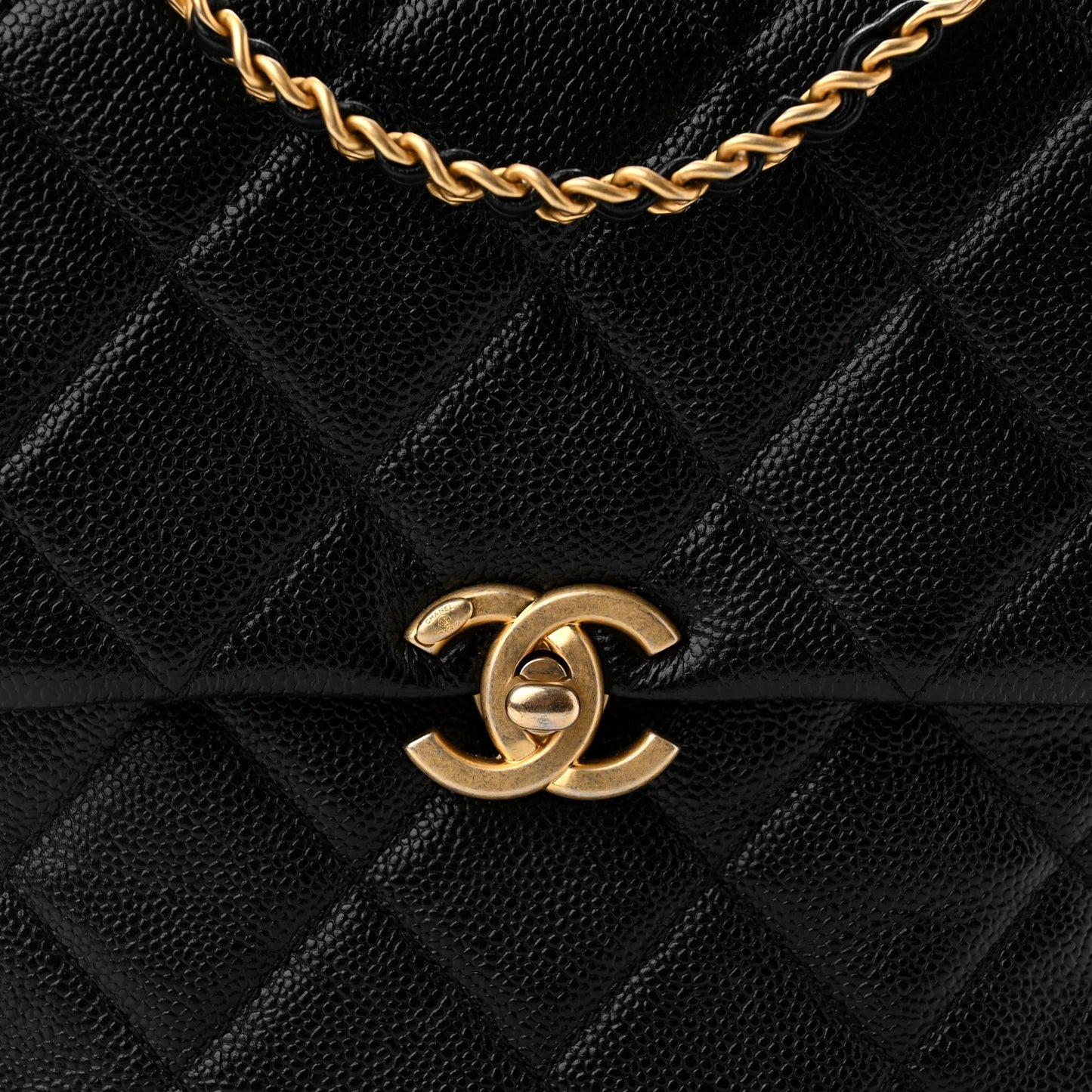 Shiny Caviar Quilted Chain Melody Backpack Black