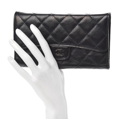 Chanel Calfskin Quilted Large Flap Wallet Black 2 of 12