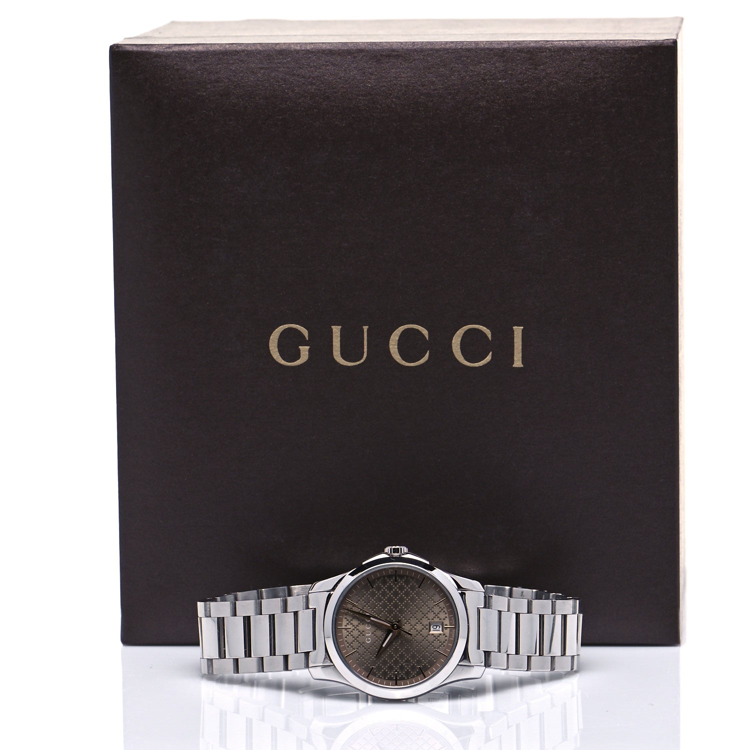 Gucci Stainless Steel 27mm G-Timeless Quartz Watch Brown 6 of 6