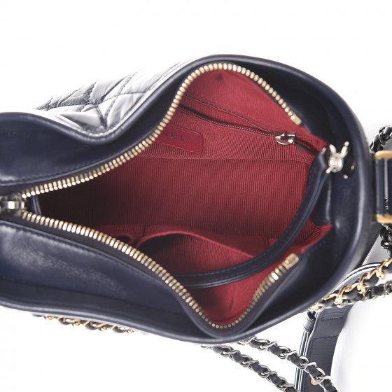 Chanel Aged Calfskin Quilted Small Gabrielle Hobo Navy 5 of 8