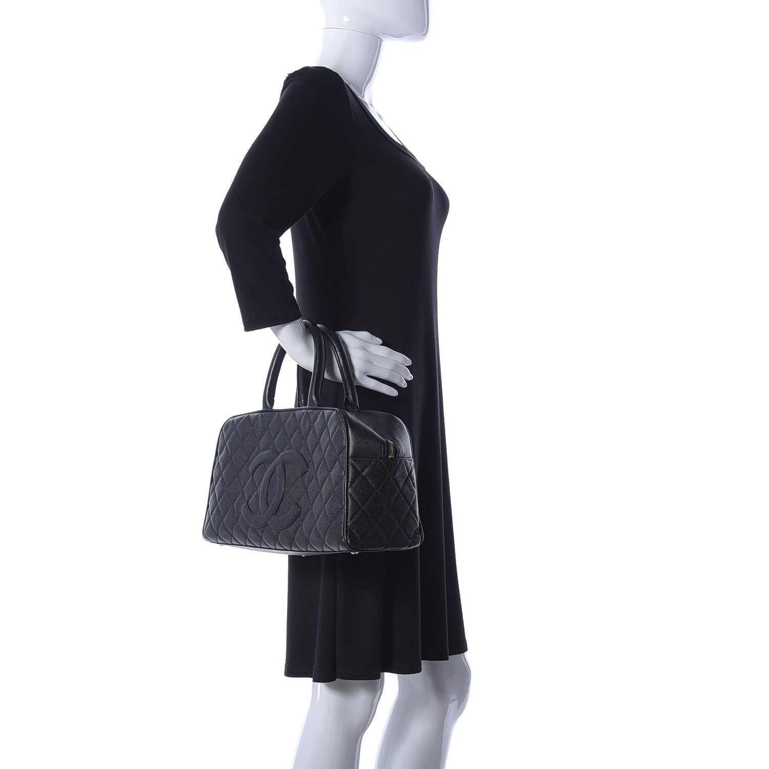 Chanel Caviar Quilted Large Bowler Black 2 of 17