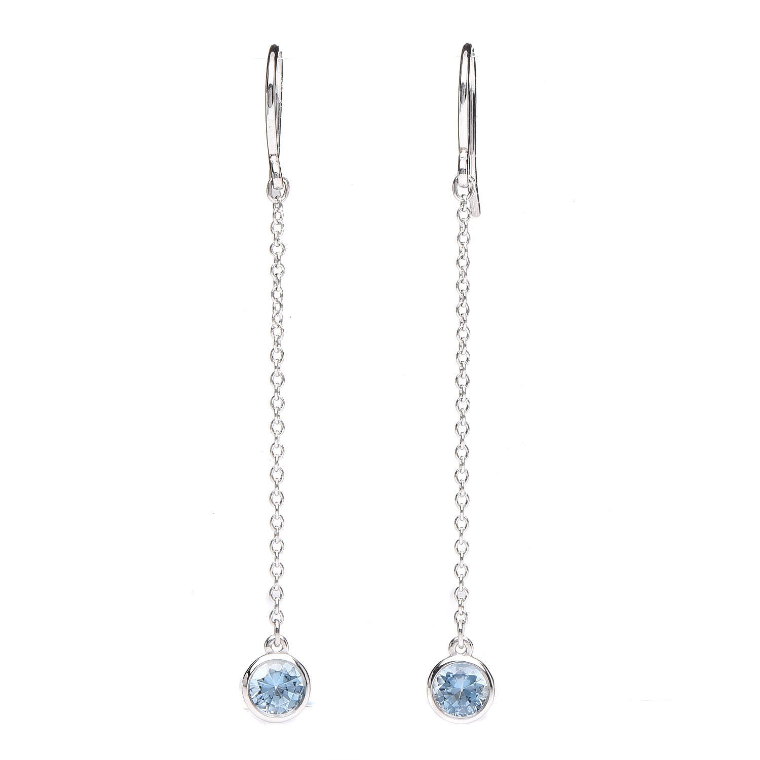 Tiffany Platinum Aquamarine .10ct Color By The Yard Drop Earrings 1 of 3