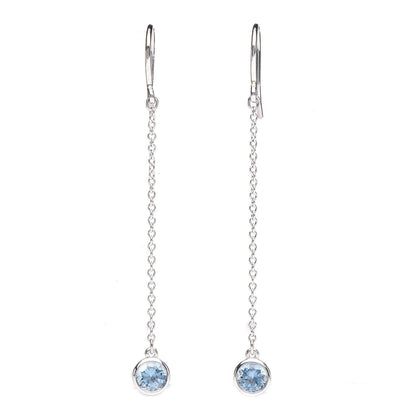 Tiffany Platinum Aquamarine .10ct Color By The Yard Drop Earrings 1 of 3