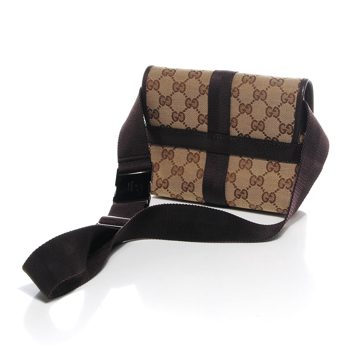 GG Monogram Buckle Belt Bag Dark Brown