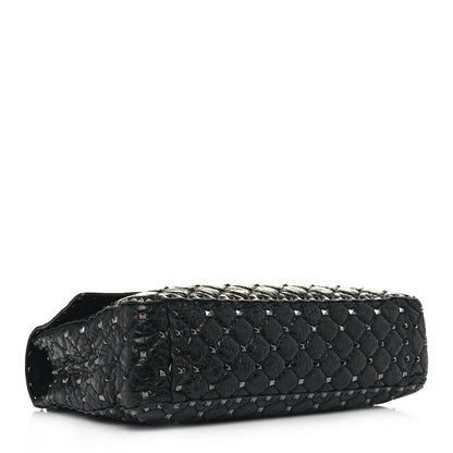 Valentino Garavani Craquele Nappa Maxi Rockstud Spike Shoulder Bag Black 5 of 15