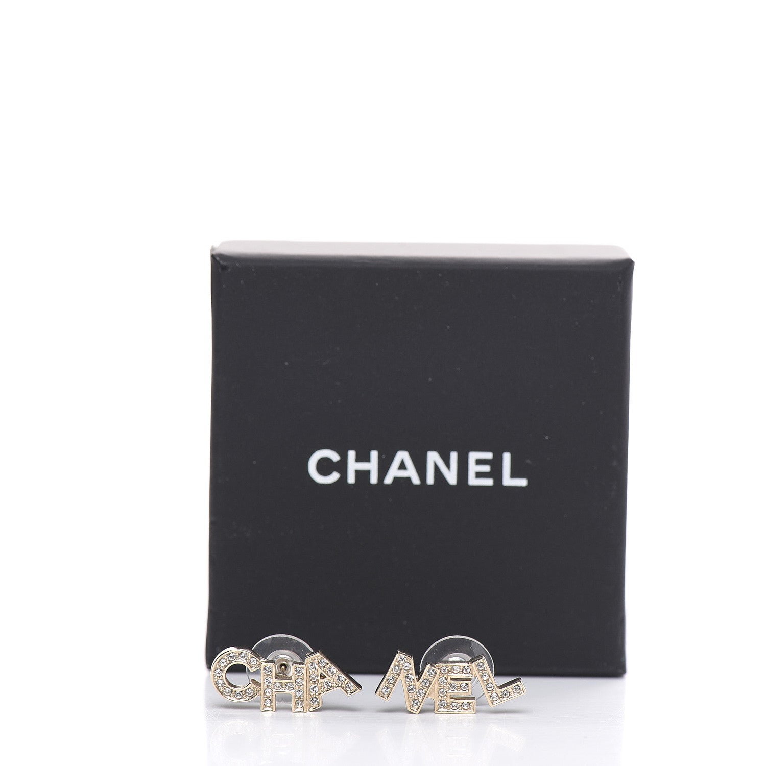 Chanel Crystal Pearl Signature Stud Earrings Gold 5 of 5