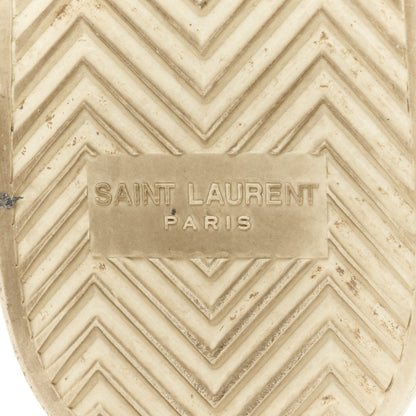 Saint Laurent Calfskin Embroidered Court Classic Sneakers 38 White Black 7 of 9