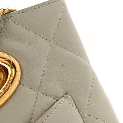 Chanel Lambskin Quilted Clutch Mini Flap Bag Light Grey 12 of 13