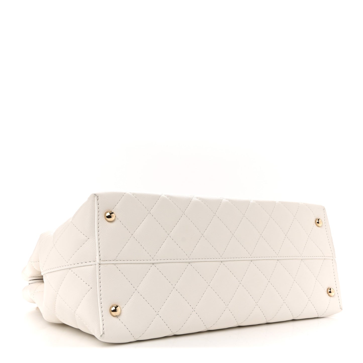 Caviar Quilted Small Shopping Tote White