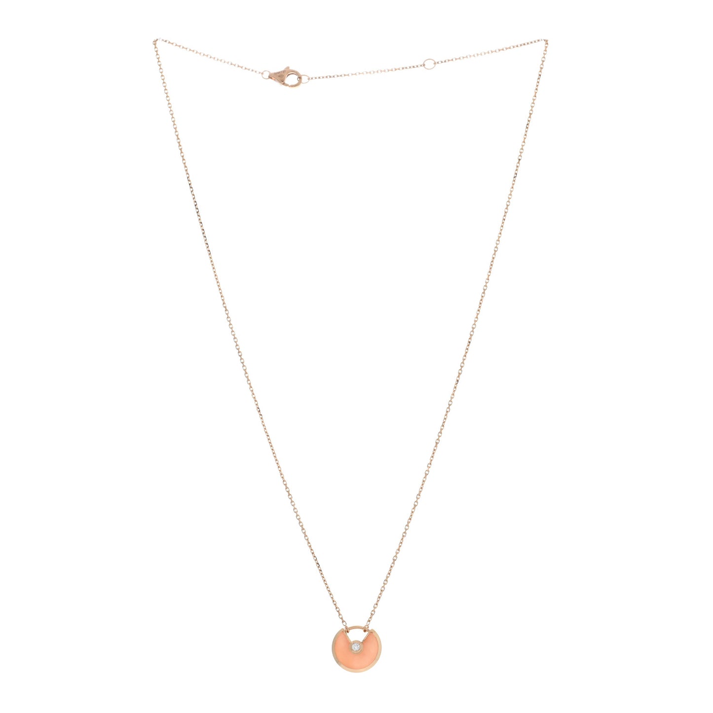 18K Pink Gold Diamond Pink Opal XS Amulette de Cartier Pendant Necklace