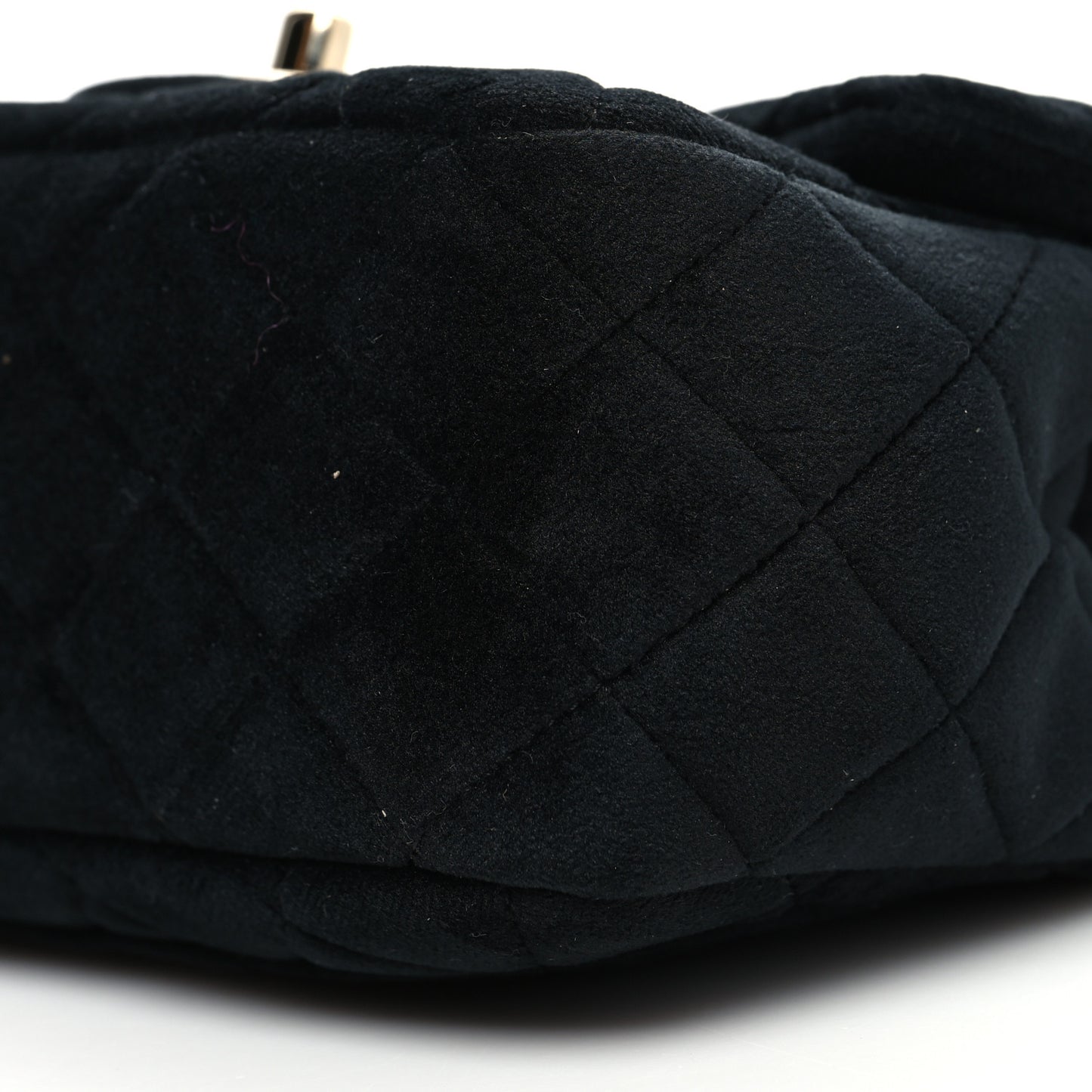 Velvet Quilted Mini Pearl Crush Flap Black