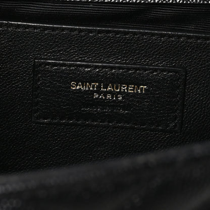 Saint Laurent Grain De Poudre Matelasse Chevron Medium Monogram Satchel Black 6 of 10