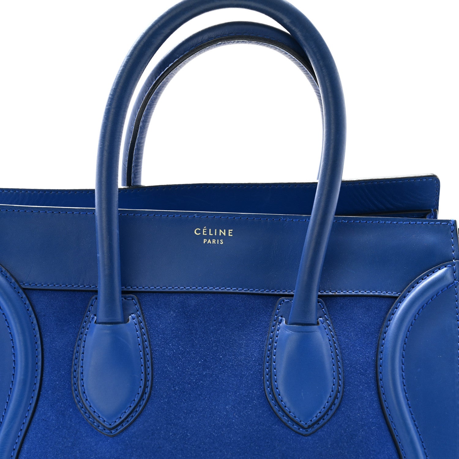 Celine Smooth Calfskin Suede Mini Luggage Royal Blue 6 of 10