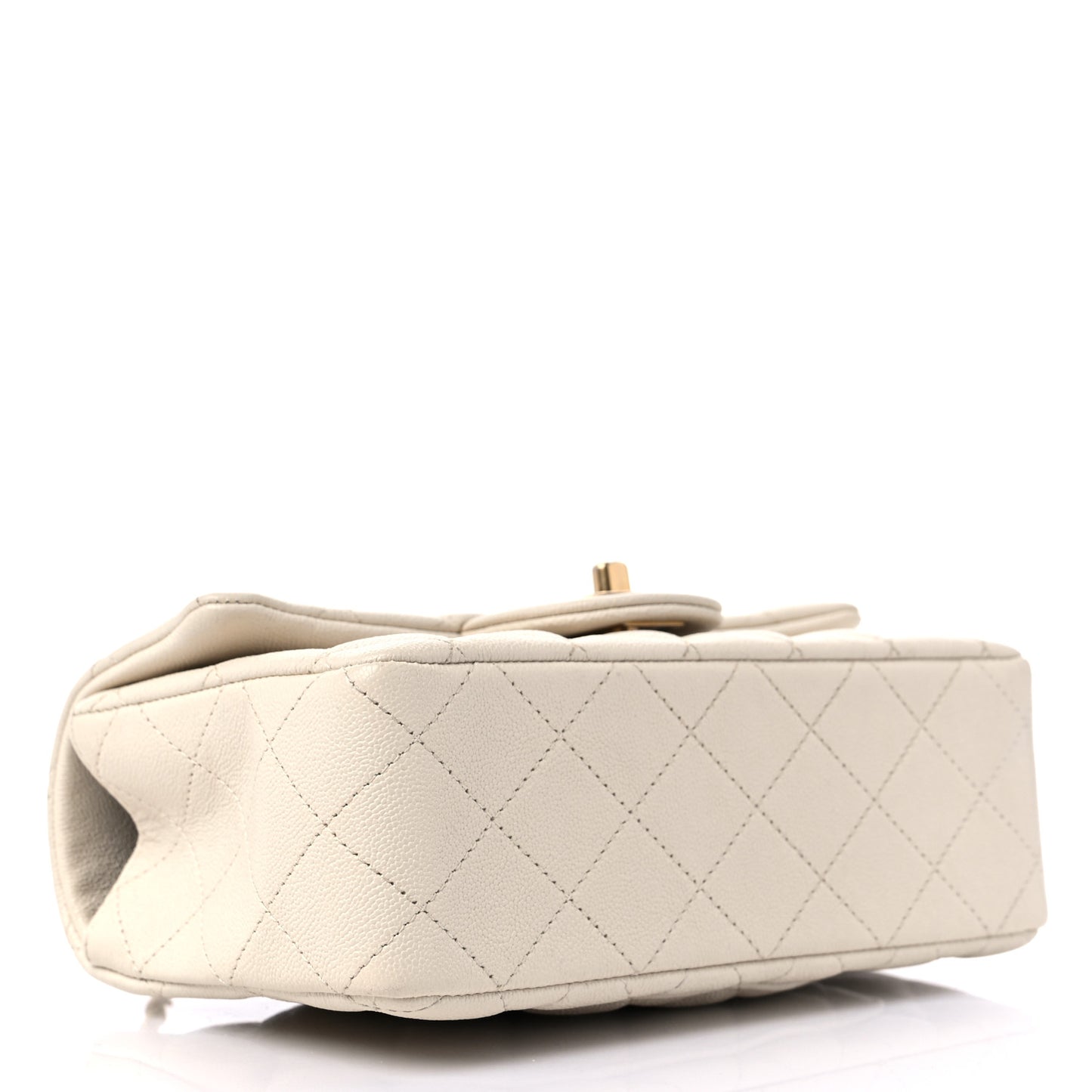 Caviar Quilted Mini Top Handle Rectangular Flap Beige