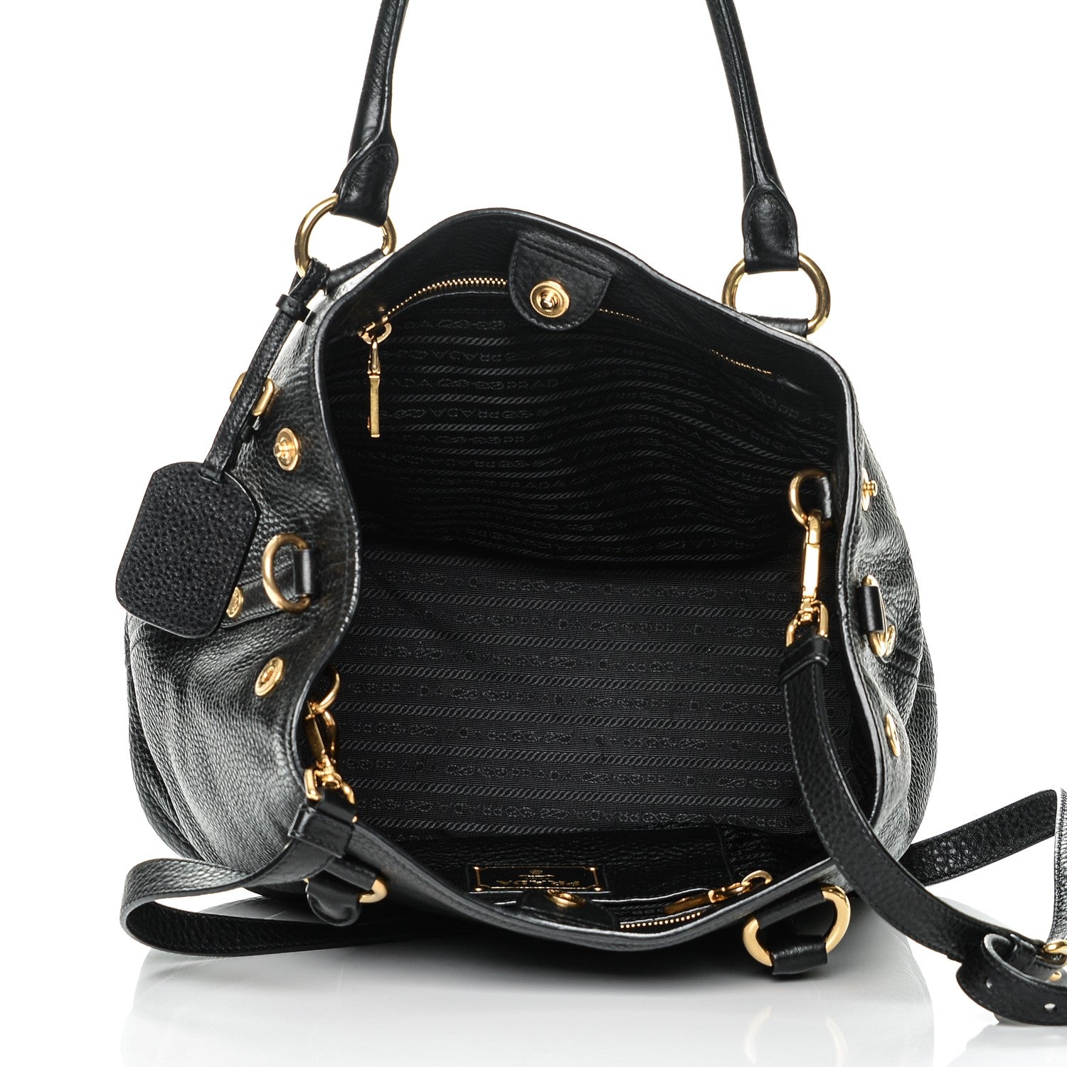 Prada Vitello Daino Tote Nero Black 5 of 6